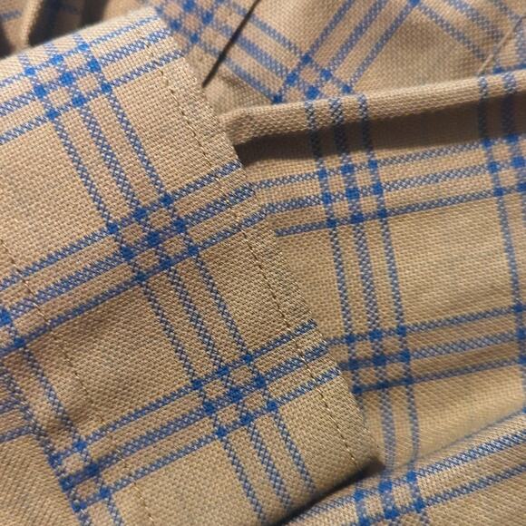 Stitch Note Brown Navy Plaid 100% Egyptian Cotton Button Up Casual Shirt Sz M - Picture 8 of 9